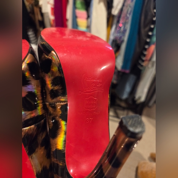 Christian Louboutin Pumps Leopard Print Peep Toe Heels - Picture 10 of 12